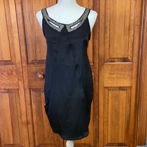 Kimchi Blue Silky Slip Dress w/French Strap Embellishment in Black XS